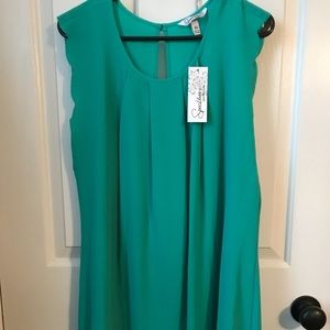 Teal dress with scallops